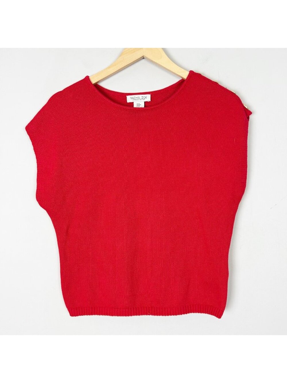 Rachel Zoe Red Cap Sleeve Sweater Gold Buttons Coastal Nautical Size Medium